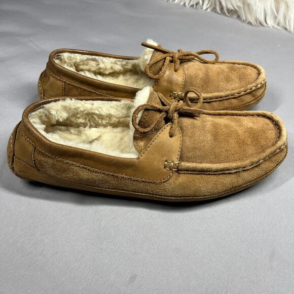 UGG Australia Byron Moccasin Men's Size 10  Sheepskin Slippers 5102 Chestnut - Picture 3 of 14